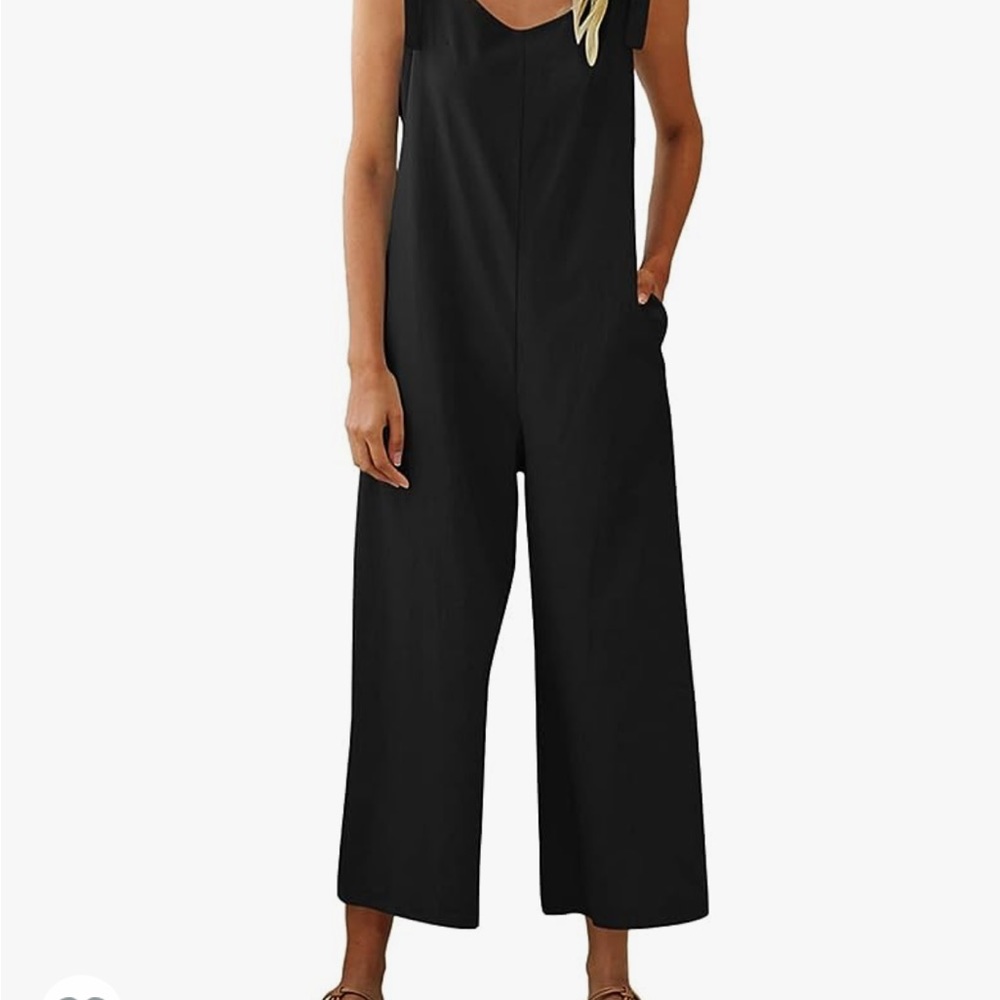 Black wide leg jumpsuit overalls